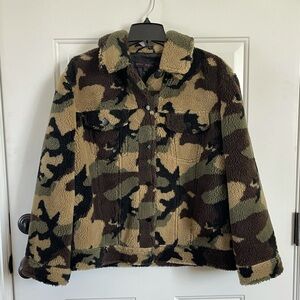 Betsey Johnson camouflage Sherpa teddy jacket